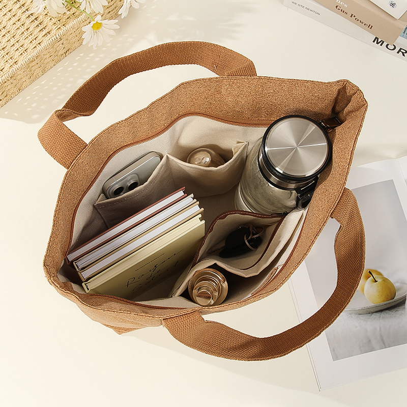 Trendy Wood Grain Large Student Tote Bag, School Bag, Laptop Bag, Versatile Multi-Pocket Tote