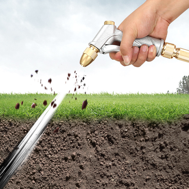 铝合金电镀高压洗车水枪 家用浇花刷车工具 金属奶嘴型加长杆水枪