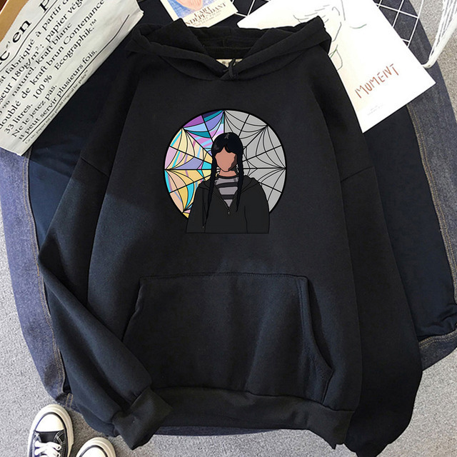 New American TV series printed sweater Wednesday Addams Wednesday. Adams casual couple hoodie