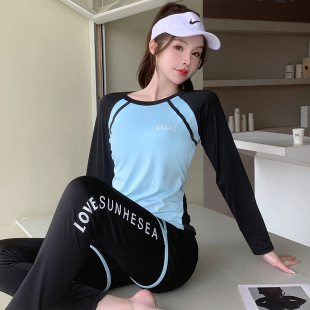 Split three-piece swimsuit women's long sleeve trousers sunscreen surfing swimsuit women's hot spring conservative swimsuit wholesale