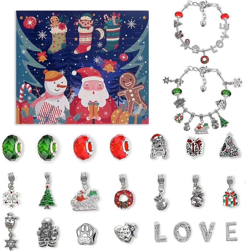 アマゾン热い贩売クリスマス降临フェスティバル24グリッドカレンダーカウントダウンdiy子供ブレスレット惊きブラインドボックスゴールデンセット|undefined