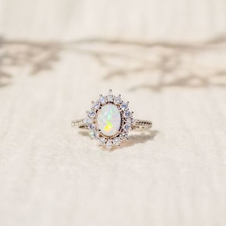925 Sterling Silver Material Oval Pattern 925 Sterling Silver Opal Oval Rings 925 Sterling Silver Rings