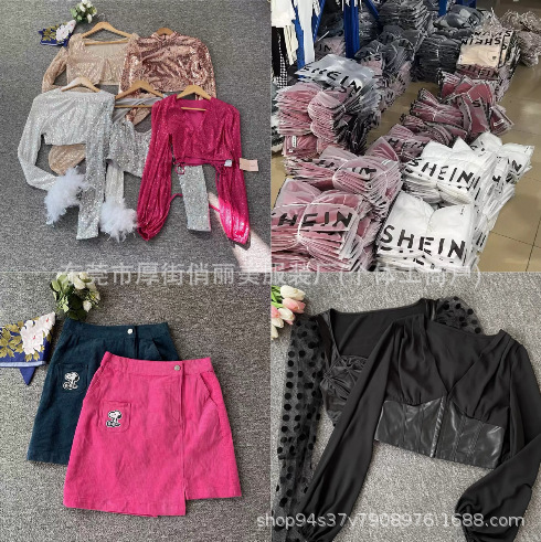 SHEIN ropa de mujer miscelánea, camiseta de verano, ropa de cinturón, exportación del sudeste asiático, cola de shein