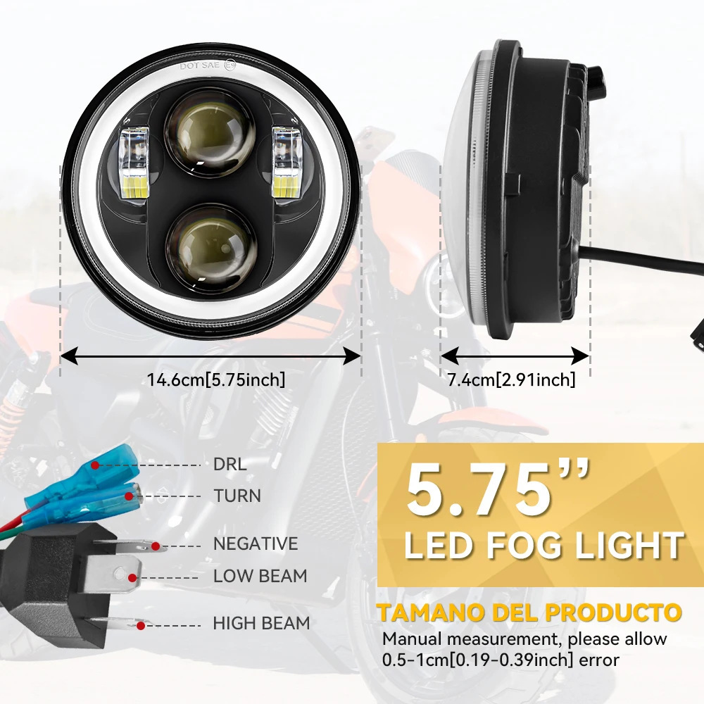 7inch 5.8inch Wrangler Headlight Harley Motorcycle Light Modified Led Angel Ring Headlight Dual-Color Export Model