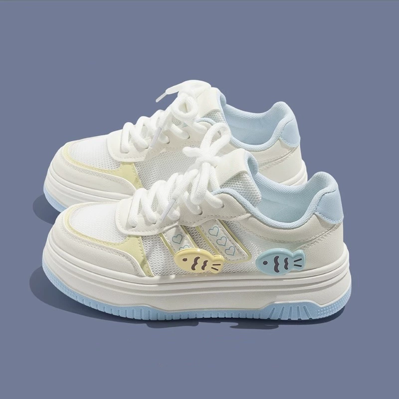 Summer white shoes, footwear, breathable universal sneakers platform