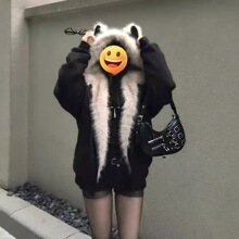 麂皮绒座山雕毛茸茸棉服女2025冬季新款加厚美式cleanfit棉衣外套