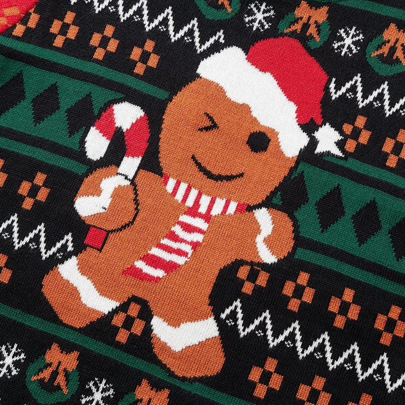 Fábrica de origen Europa y los Estados Unidos nuevos niños de Navidad de dibujos animados pan de jengibre hombre suéter hombres y mujeres camisetas de punto de fondo image 3