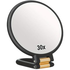 跨境工厂 双面高清10X15X20X30X40X手持放大化妆镜便携折叠放大镜