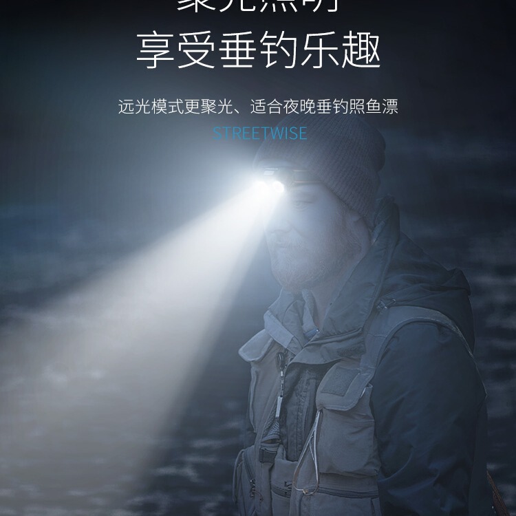 強力な光超高輝度夜釣りランプヘッドライト長いバッテリー寿命釣り誘導充電式ヘッドマウント屋外登山|undefined