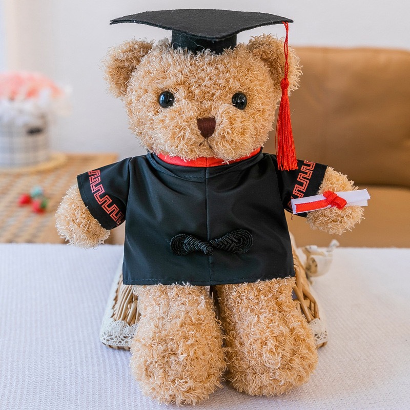 Graduation Doctor Bear Puppy se puede imprimir logotipo maestro de licenciatura Teddy Bear muñeca regalo de graduación