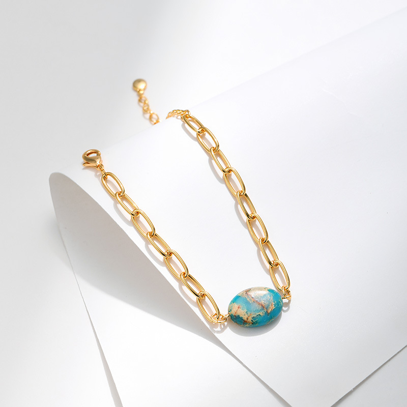 Plating Design Retro Geometric Natural Stone Copper Plating Bracelets