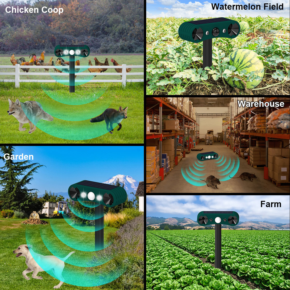 thumbnail image 2 of Dog Horn LAFEINA Solar Motion Sensor Light & Sound Alarm, 129dB Gunshot & Dog Barking Sound & Strobe Light Security Alarm Siren For Garden Farm Villa Bear Horn To Scare Bears 2 of 12