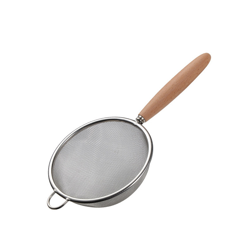304 acero inoxidable cucharas de madera domésticas cocina de cocina de cocción de harina de harina de leche de soja jugo de tamiz de filtro