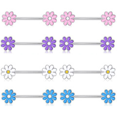 Amazon AliExpress hot selling floral oil flower nipple ring stainless steel nipple pin flower nipple piercing jewelry wholesale