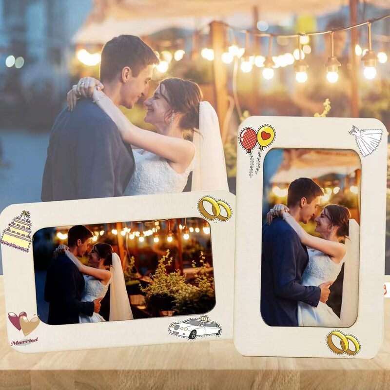12Pcs Photo Display Frame Unfinished Wooden Photo Frame Wood DIY Photo Frame Art Project Frame Photo Frame Ornaments