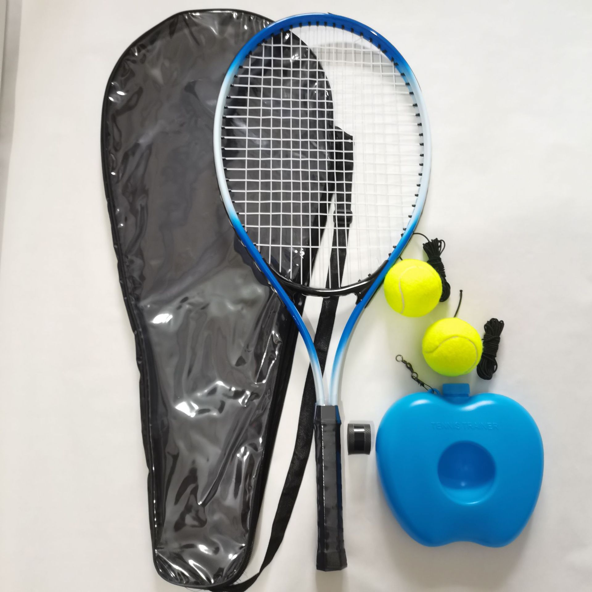 싱글 블루 온라인 라켓 + 라켓 가방 + 트레이닝 세트