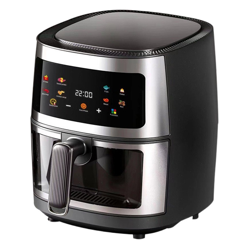 Cross-Border English Stainless Steel Air Fryer 110V220V Multifunctional Intelligent 6L Visual Air Fryer Manufacturer