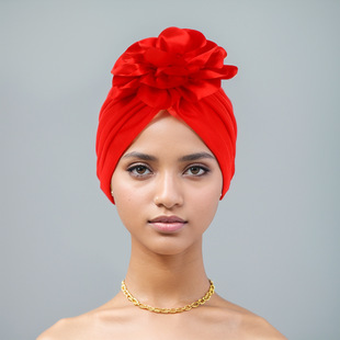 Cross-border Europe and the United States popular forehead big flower bag cap elastic comfortable breathable African style national turgear cap India cap