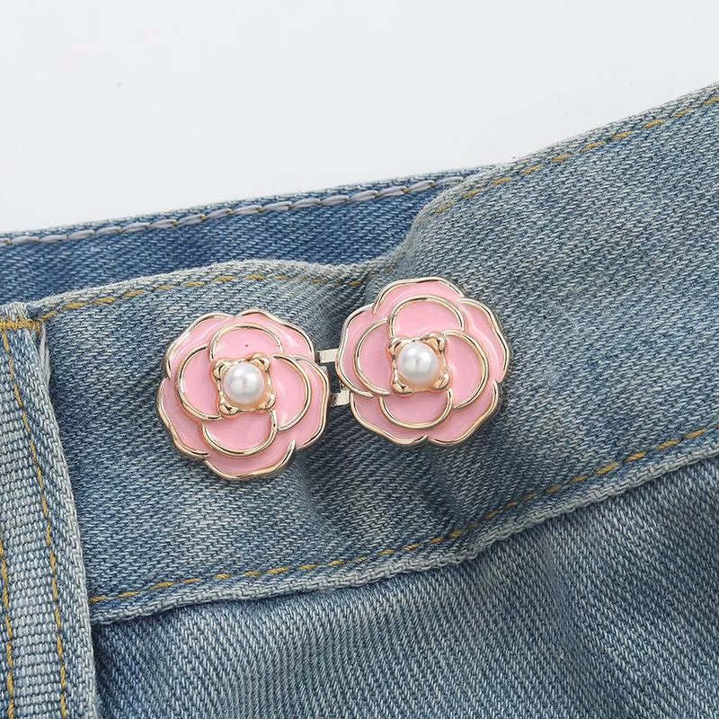 Nail-Free Removable Waist Buckle Pair, Flat-Bottom Seamless Buttons for Pants & Skirts, Assorted Designs
