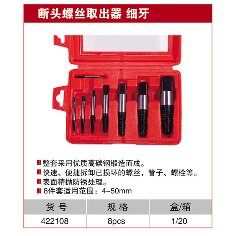 耐世攻牙 断头螺丝取出器 细牙 细丝攻牙 耐世工具 422108