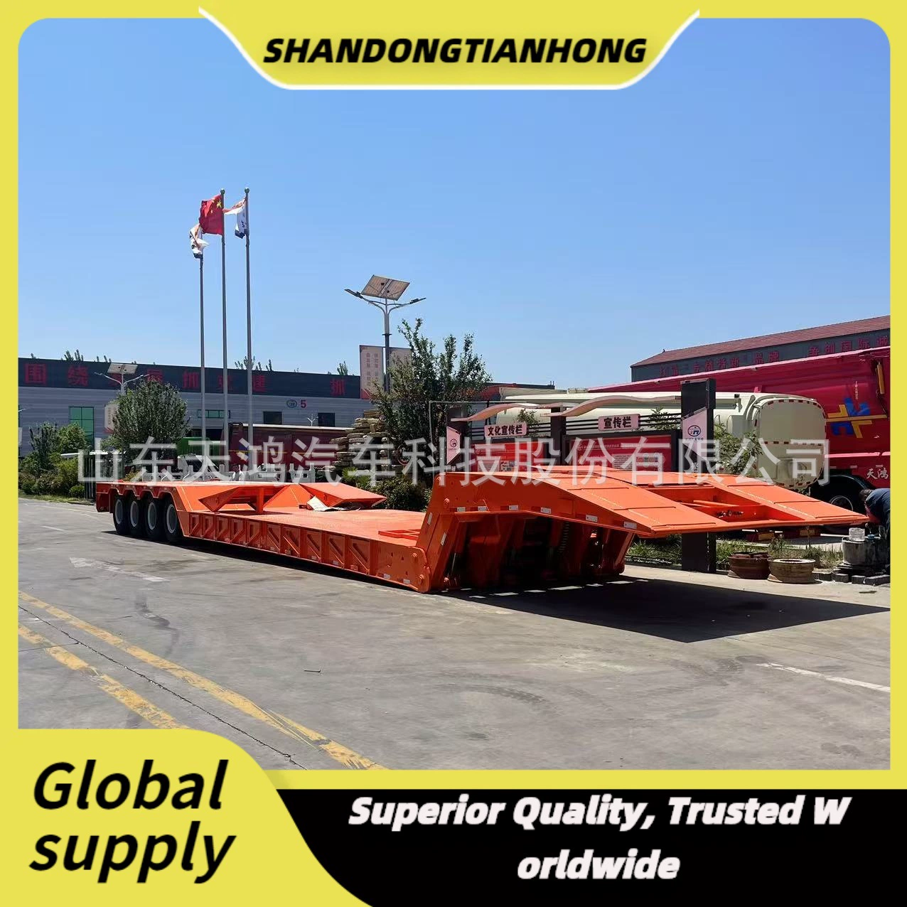 Производитель производит и изготавливает готовые складные телескопические низкорамные полуприцепы для трансграничных прямых продаж.