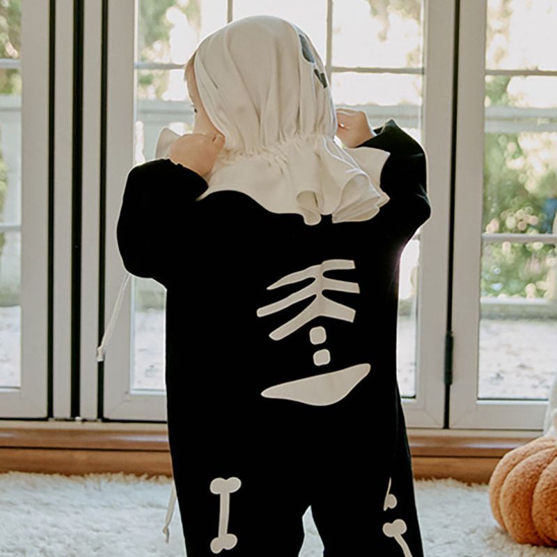 25 conjuntos de ropa para bebé con temática de Halloween, pelele con estampado de calavera estilo Instagram, vestido festivo para bebé, conjunto de manga larga