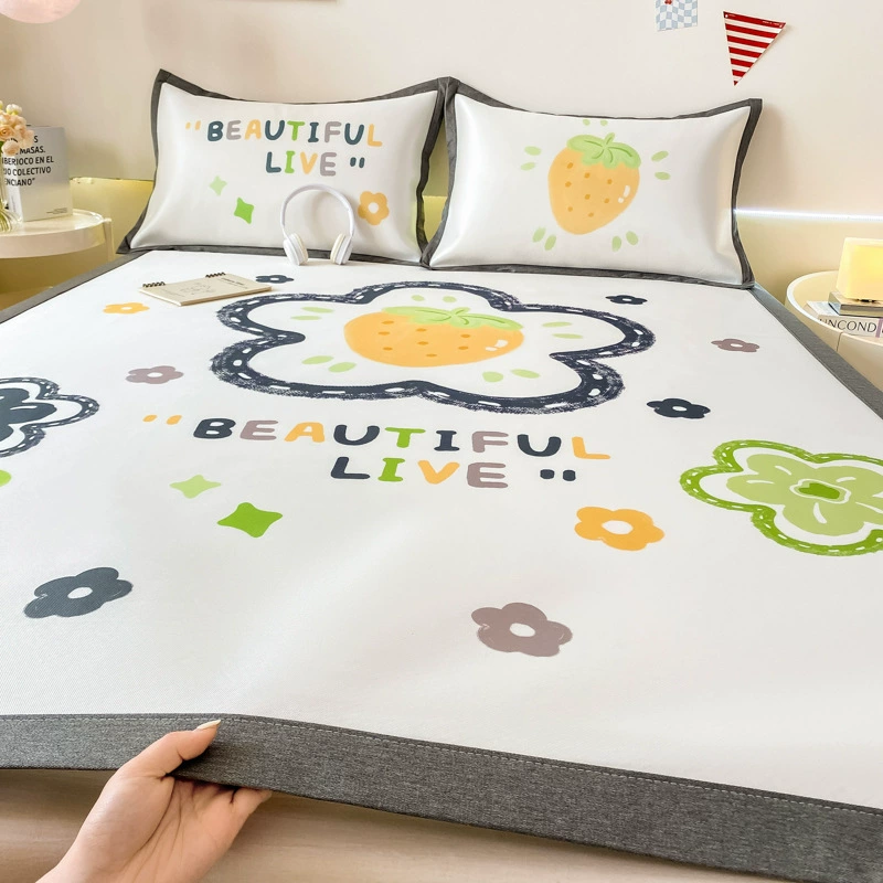 Оптовая продажа, 1600D, большая версия, печатный углеродный легкий коврик из ледяного шелка, моющийся коврик, набор из трех предметов, складной мягкий коврик, коврик с кондиционером