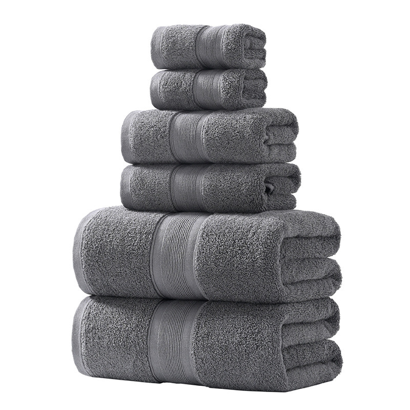 Pure Cotton Thickened and Enlarged Towel, Bath Towel, Square Towel Set, Six-Piece Set, Cross-Border Foreign Trade, Amazon, Soft and Absorbent Gift