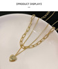 Fulian retro love peach heart double -layer necklace soil cool jumper cold air -winded metal fixture collarbone necklace female