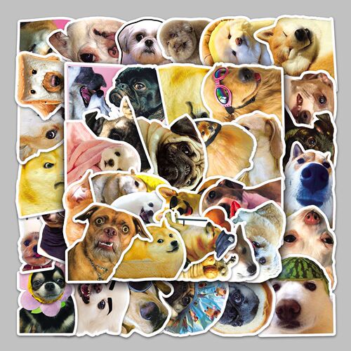 50 Cute Internet Celebrity Dog Emoticons, Creative and Funny DIY Notebook Phone Case, Ledger Sticker, Waterproof