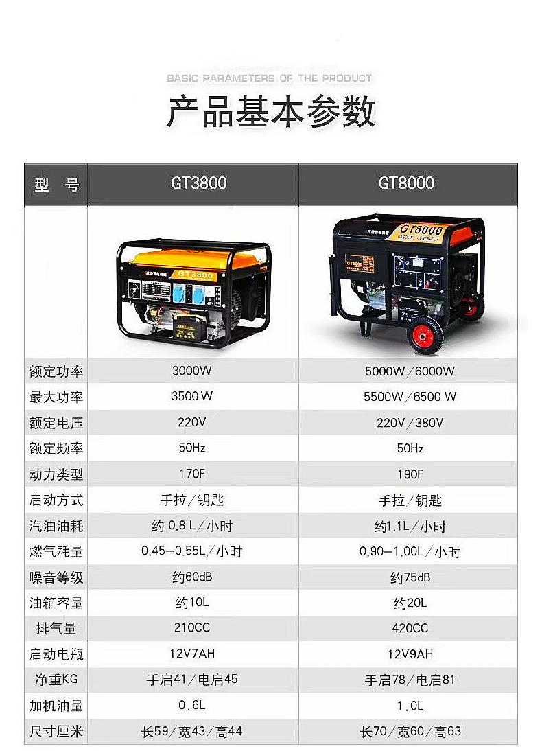 3KW/5KW gasoline diesel generator set 6.5KW/8KW commercial single-phase 220V three-phase 380V generator
