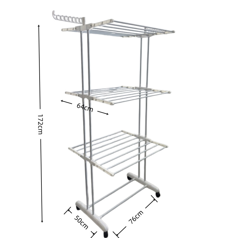 Percha de ropa plegable transfronteriza aterrizaje nuevo tipo de estante multifuncional de perfil aerodinámico móvil plegable percha de ropa multicapa
