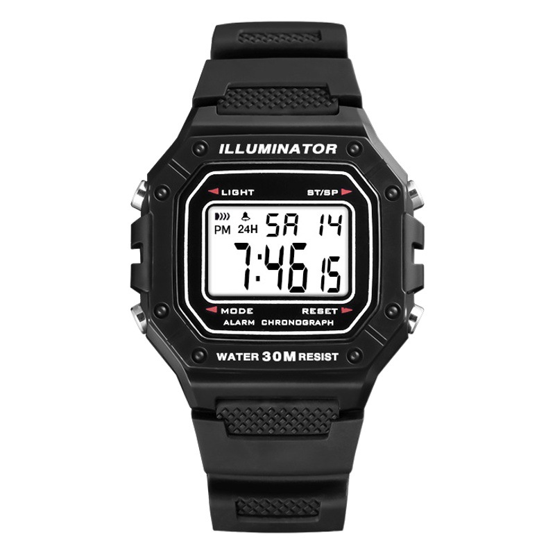 Simple juventud casual estilo deportivo reloj electrónico estudiante tendencia multifunción reloj de alarma al aire libre reloj electrónico luminoso