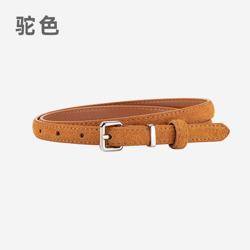 日系小裤带女士磨砂反绒真皮腰带装饰牛仔裤配饰时尚百搭细皮带女|undefined