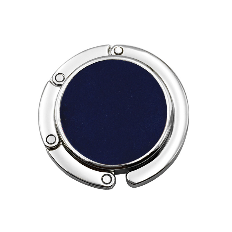 Venta caliente color sólido PU patrón imprimible de cuero Ronda plegable bolsa portátil gancho mesa lateral damas escritorio bolsa gancho