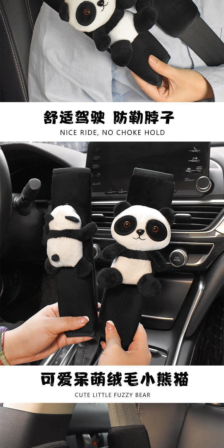 Car seat belt shoulder pad cute panda doll condom decorative cover soft extended couple car accessories