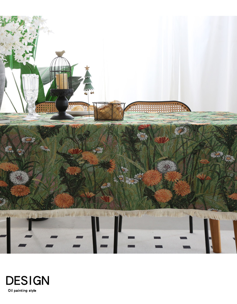 Schöne Elemente American Fresh rechteckige Tischdecke Jacquard Retro grün Stoff Tischdecke Abdeckung_voghion.com