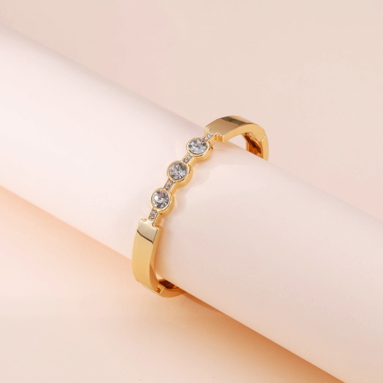 fashion golden bracelet summer new simple diamond open glossy bracelet