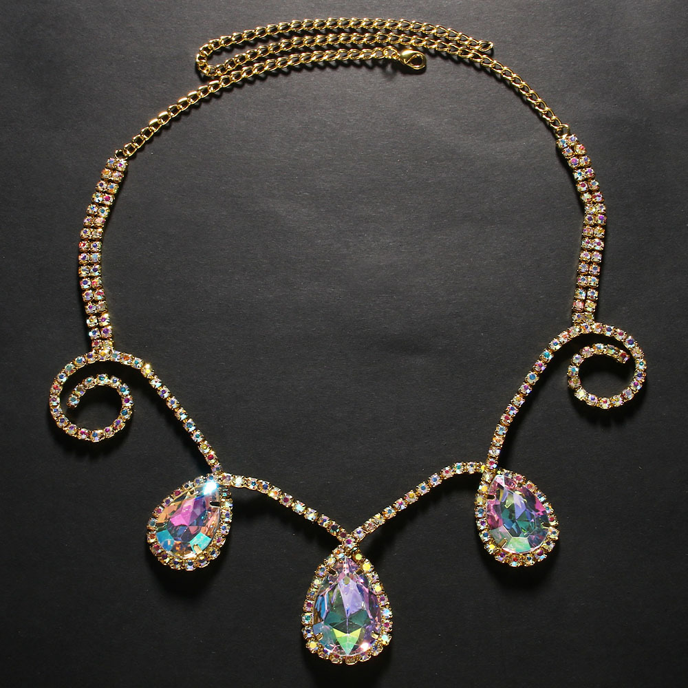 Bohemia gota de agua tocado Europa y América rhinestone cuerda elástica frente joyería femenina headwear