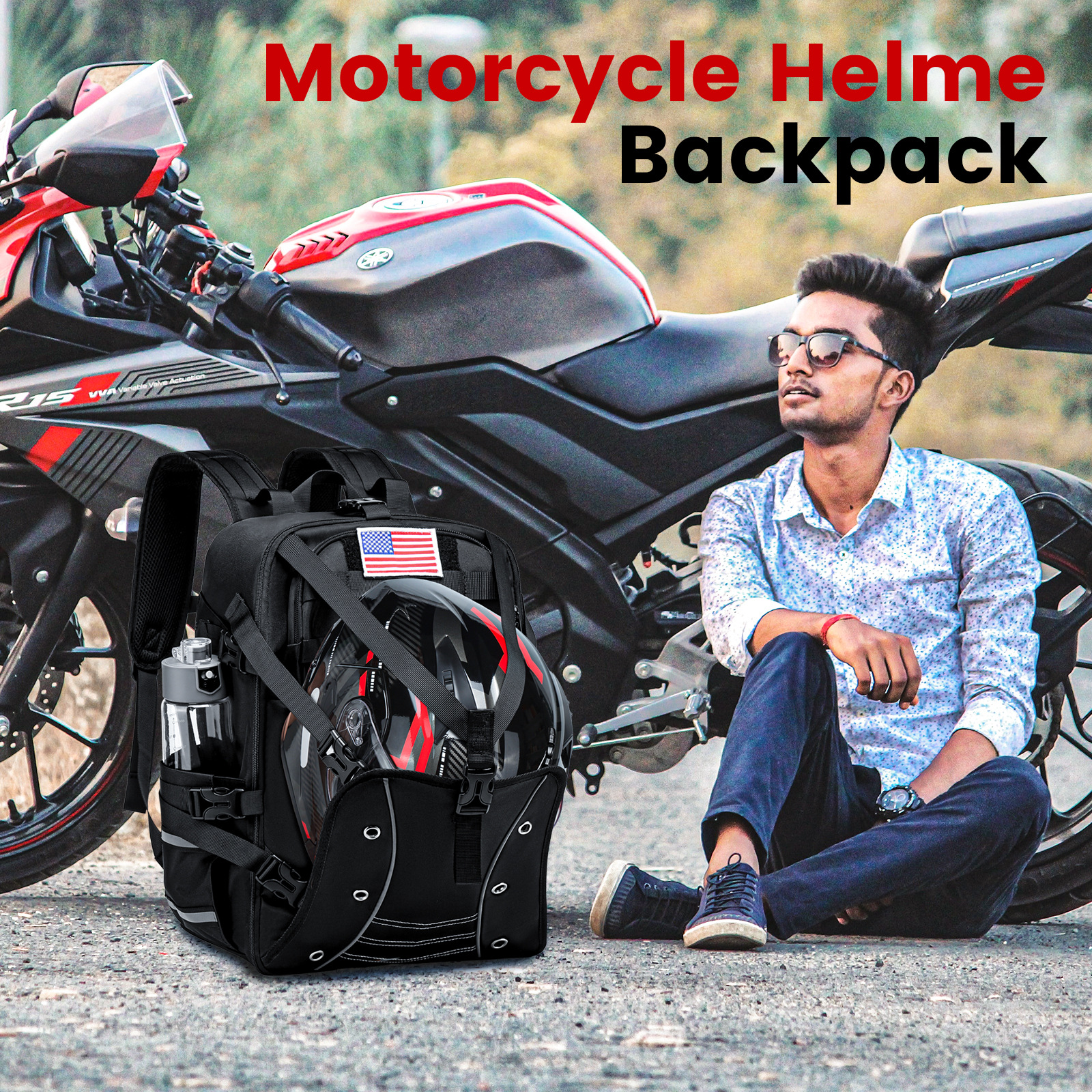 Motorcycle Backpack Helmet Bag, Large Capacity Waterproof Men's Helmet Backpack, Motorcycle Accessories Helmet Storage