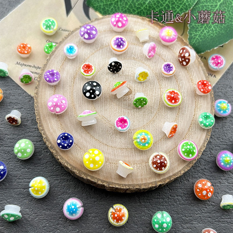 Cross-border Explosions Cartoon Resin Color Small Mushroom Nail Art Jewelry Mixed Handmade DIY Hairpin Mobile Phone Shell Accessories