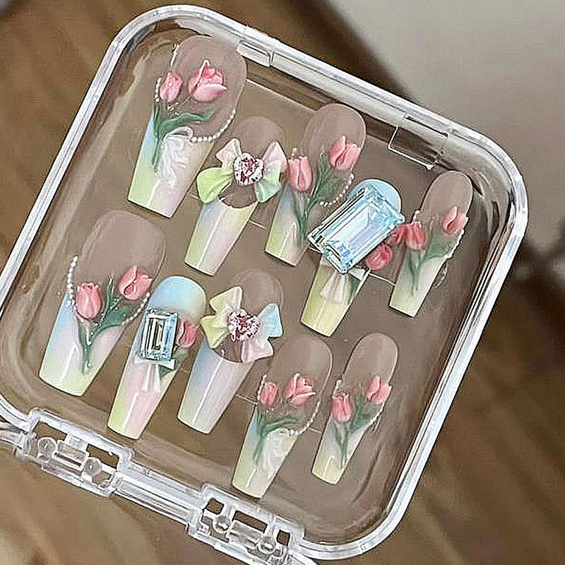 心形郁金香美甲装饰高透硅胶模具浮雕雕花胶滴胶模装饰模平替款|undefined