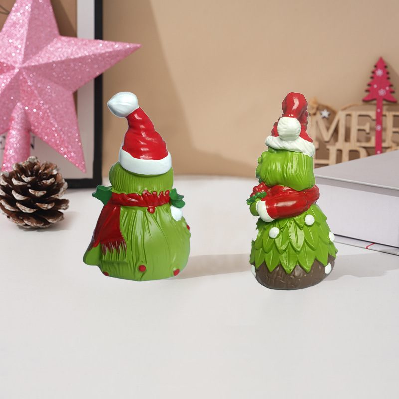 国境を越えたクリスマスグリンチの祝祭、緑の毛皮の雪だるま、クリスマスデコレーション、家庭用樹脂製置物、かわいい工芸品|undefined