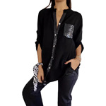 2025新款欧美跨境时尚珠片长袖女装衬衫