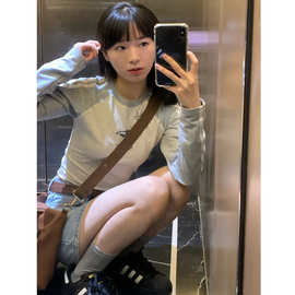 8686# 满天星 已出货 纯棉210克 92棉8氨纶 圆领长袖恤女