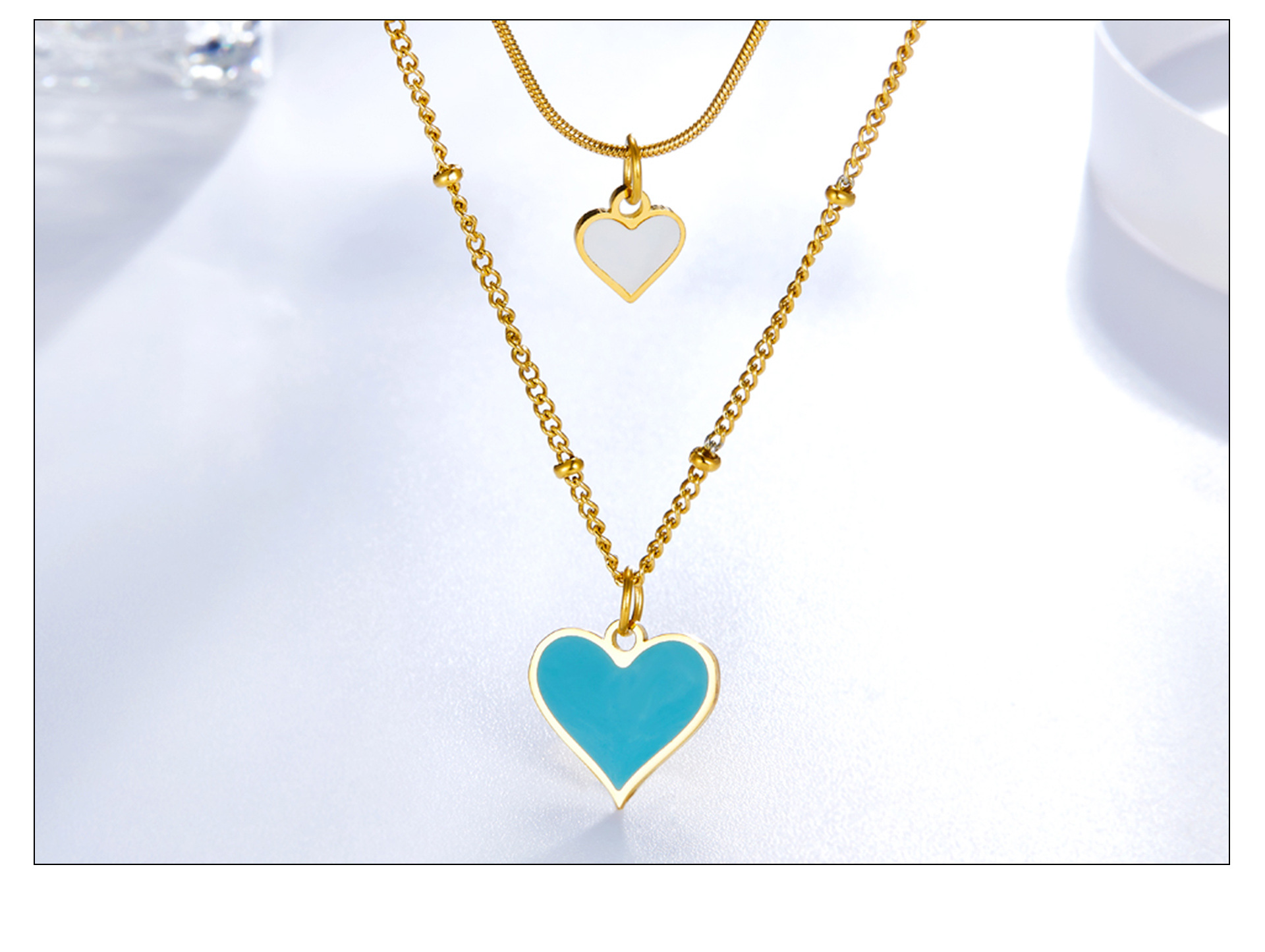Fashion Heart Shape Stainless Steel Plating Layered Necklaces 1 Piece