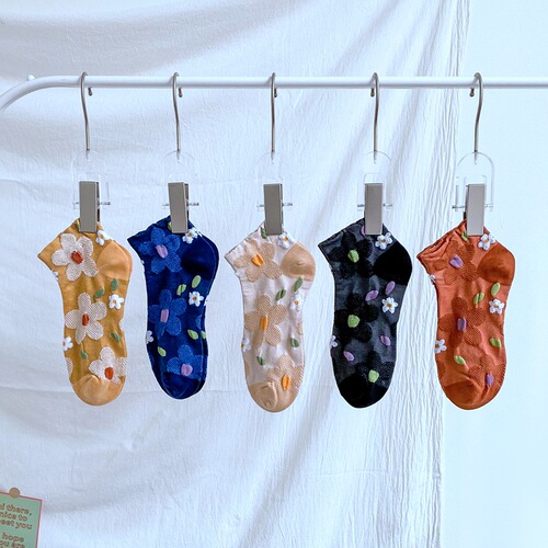 Zhuji Japanese socks for women Korean summer short-tube thin sweat-absorbent socks cute Hyuna style flower casual trendy socks
