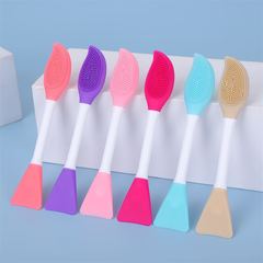 Silicone dual-ended face and makeup brush with easy-to-clean, fine, soft, and skin-friendly beauty makeup tools