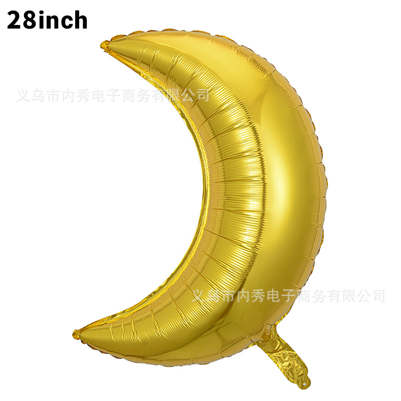 28 pulgadas forma de globo de luna película de aluminio Globo Fiesta de cumpleaños diseño decoración atmósfera forma de globo versión delgada Luna