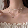 Zirconium from pearl, necklace, fashionable short chain for key bag , Japanese and Korean, fitted